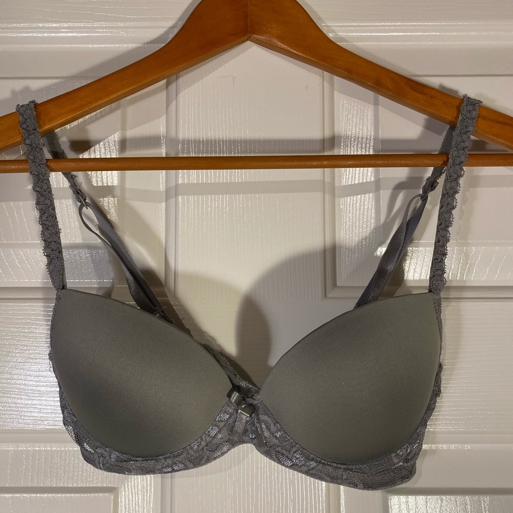 Grey Lace Push Up Bra